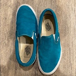 Teal suede vans, size 8.5